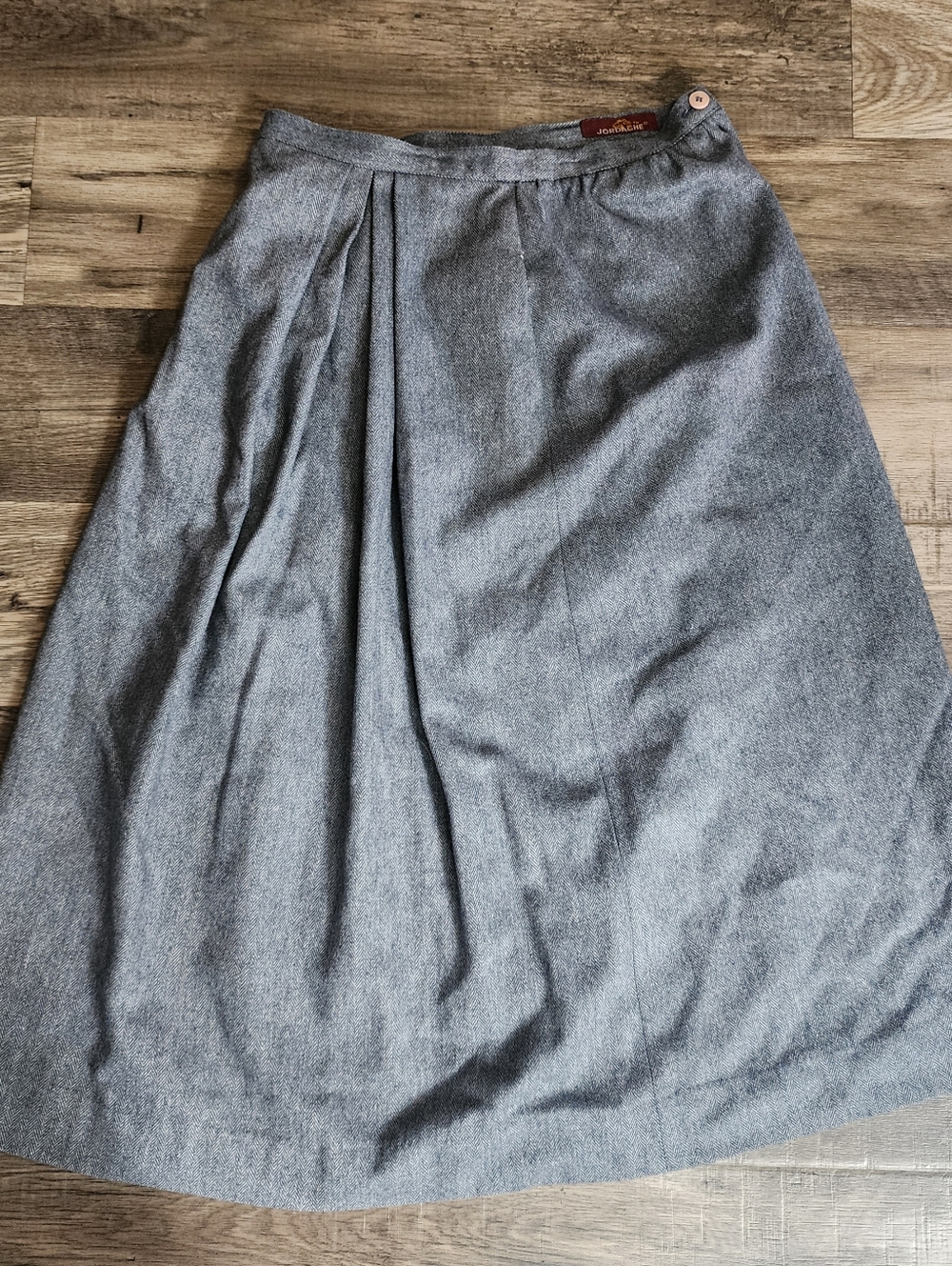 Jordache Wool Skirt Vintage Lined Gray With Pocket Modest Button Warm Size 12